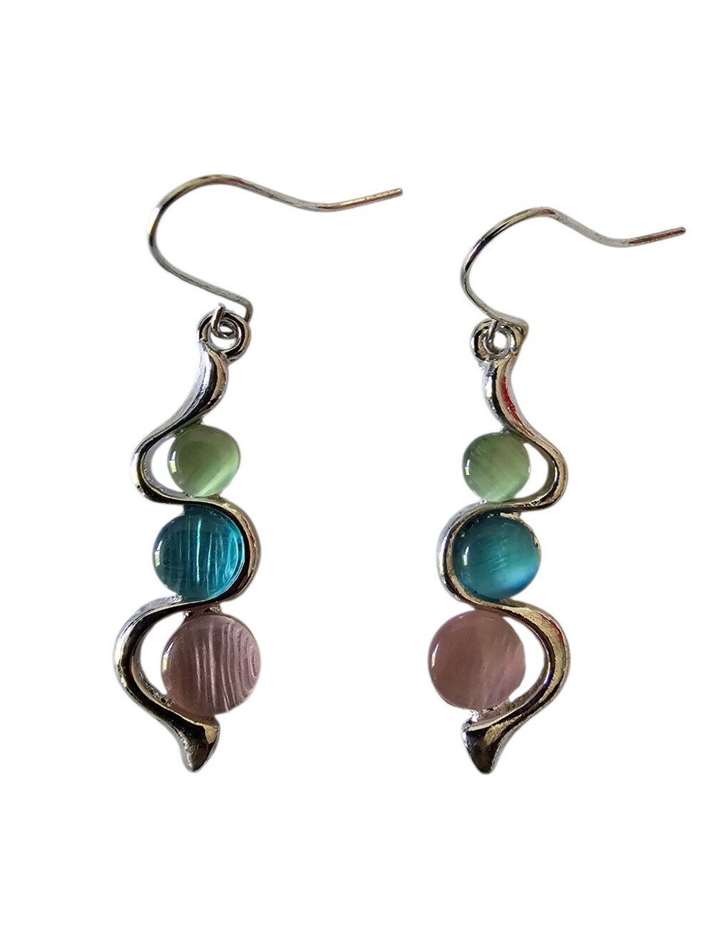 Handcrafted Wavy Gemstone Earrings
